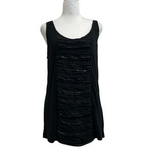 Diane Von Furstenberg Black Silk Dalmas Ruffle Chain Tunic Tank Top